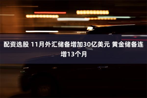配资选股 11月外汇储备增加30亿美元 黄金储备连增13个月